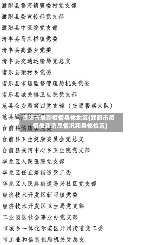 濮阳市最新疫情具体地区(濮阳市疫情最新消息情况和具体位置)